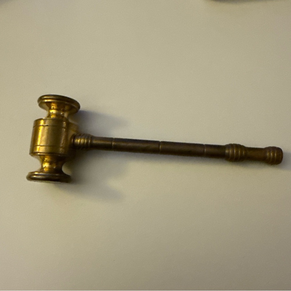 Vintage Solid Brass Mallet Gavel Hammer Auction Judge Paperweight 6"